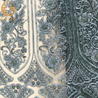Bordado azul de Mesh Beaded Lace Fabric Sewing do ponto para o vestuário