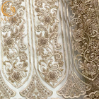 Bordado frisado pesado da tela do laço do ouro moderno para o vestido nupcial