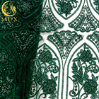 Emerald Green Embroidery Lace Fabric personalizado perlou decoração Sequined