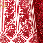 3D vermelho perlou o bordado feito a mão da tela do laço com lantejoulas