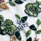 tela do laço da flor da largura 3D de 140cm/laço bordado da flor para a matéria têxtil da casa