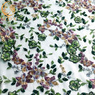 tela do laço da flor da largura 3D de 140cm/laço bordado da flor para a matéria têxtil da casa