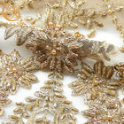 A largura nupcial da tela 140cm do laço do ouro amigável de um Eco de 1 jarda do comprimento perlou pesado