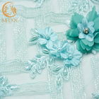O bordado luxuoso elegante da tela do laço da flor 3D perlou lantejoulas ata a tela