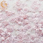 O laço excelente da flor 3D personalizou o bordado tela floral do laço de um rosa de 1 jarda do comprimento