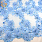 Nylon material da tela feita sob encomenda do laço da flor do vestido 3D com bordado frisado