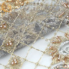 Do laço feito a mão MDX da cor do ouro do bordado tela material do laço para o vestido de casamento