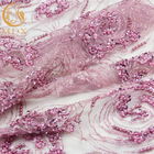 A tela frisada pesada do laço do rosa do vestido de casamento personalizou o poliéster de 20%