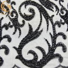 Tela bordada do laço de Mesh Beaded Lace Fabric 3D preto macio 1 jarda