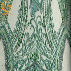 A tela frisada verde sofisticada do laço/ata a tela material para o vestido nupcial