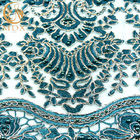 Africano da tela do laço do bordado de Forest Green 3D perlado para o vestuário