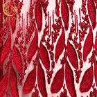 Um comprimento solúvel em água de 1 jarda da tela nigeriana vermelha do laço do bordado do casamento 3D