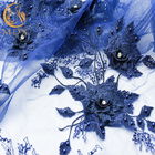 Escuro - o vestido de casamento azul ata a tela decoração de 55 cristais de rocha da largura da polegada