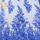 Largura elegante azul do teste padrão de flor 135cm das telas MDX do laço do casamento