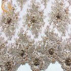 O vestido de casamento perlado ata o bordado feito a mão da largura da tela 135cm 1 jarda