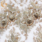 O vestido de casamento perlado ata o bordado feito a mão da largura da tela 135cm 1 jarda