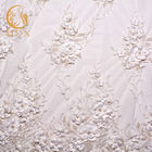 Largura branca do poliéster 135cm das telas 20% do laço das flores elegantes para vestidos de casamento