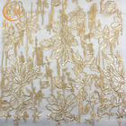 Tela delicada Mesh Sequins For Gown Dress do laço do bordado da cor do ouro de MDX