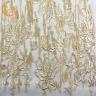 Tela delicada Mesh Sequins For Gown Dress do laço do bordado da cor do ouro de MDX