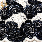 O francês preto bordado da tela do laço do brilho perlou para o vestido nupcial