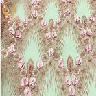 A flor 3D cor-de-rosa bordou a tela do laço para vestidos de casamento