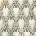 Tela do vestido do bordado da flor de Grey Color 3D um comprimento de 1 jarda