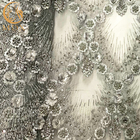 Tela do vestido do bordado da flor de Grey Color 3D um comprimento de 1 jarda