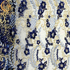 O Applique azul do bordado 3D do ODM ata a tela para vestidos do desfile de moda