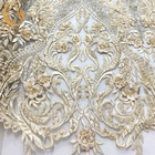 da fantasia frisada do laço da tela do bordado do vestido de casamento 3D teste padrão floral