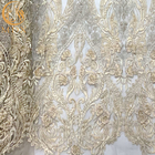 da fantasia frisada do laço da tela do bordado do vestido de casamento 3D teste padrão floral