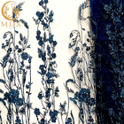 Tela floral do laço do bordado dos azuis marinhos 3D para o vestido de partido da noite