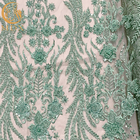 Largura nupcial da tela 140Cm do laço do vestido frisado verde elegante do ODM